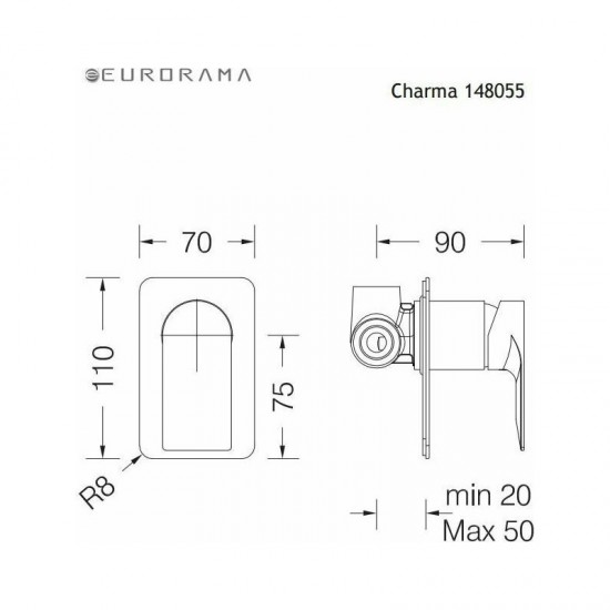 Μίκτης Εντοιχισμού 3 Εξόδων Με Εκτροπέα Eurorama Charma Chrome Χρωμέ Μίκτης Εντοιχισμού 3 Εξόδων Με Εκτροπέα Eurorama Charma Chrome Χρωμέ